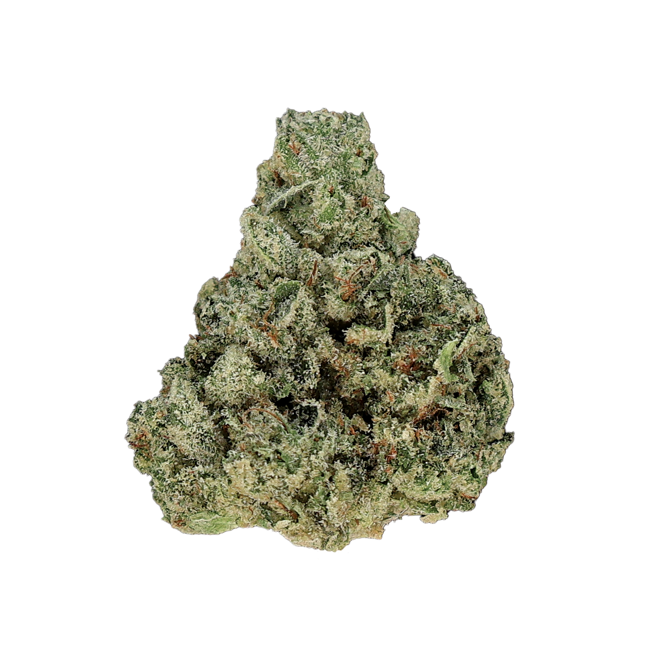 Close-up of Mystic Glue THCA Flower by Miracle of the Desert, showing vibrant, dense cannabis buds with orange hairs and trichomes.