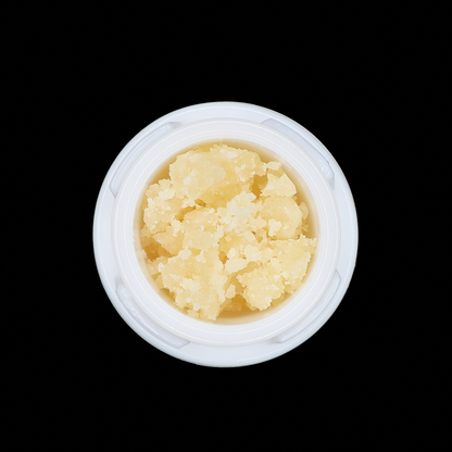Lemon Cherry Gelato THCa Crumble extract by Miracle of The Desert, showing the textured, golden-yellow cannabis concentrate.