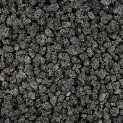 Lemon Cherry Gelato THCA flower from Miracle of the Desert, small buds with vibrant green and purple hues and frosty trichomes.