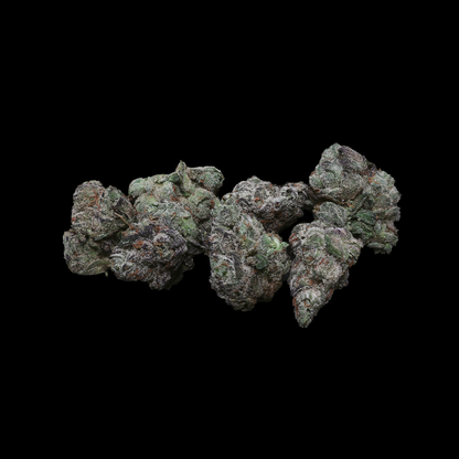 Miracle of the Desert Mochi THCA Flower small buds, vibrant green cannabis flower with trichomes and orange pistils.