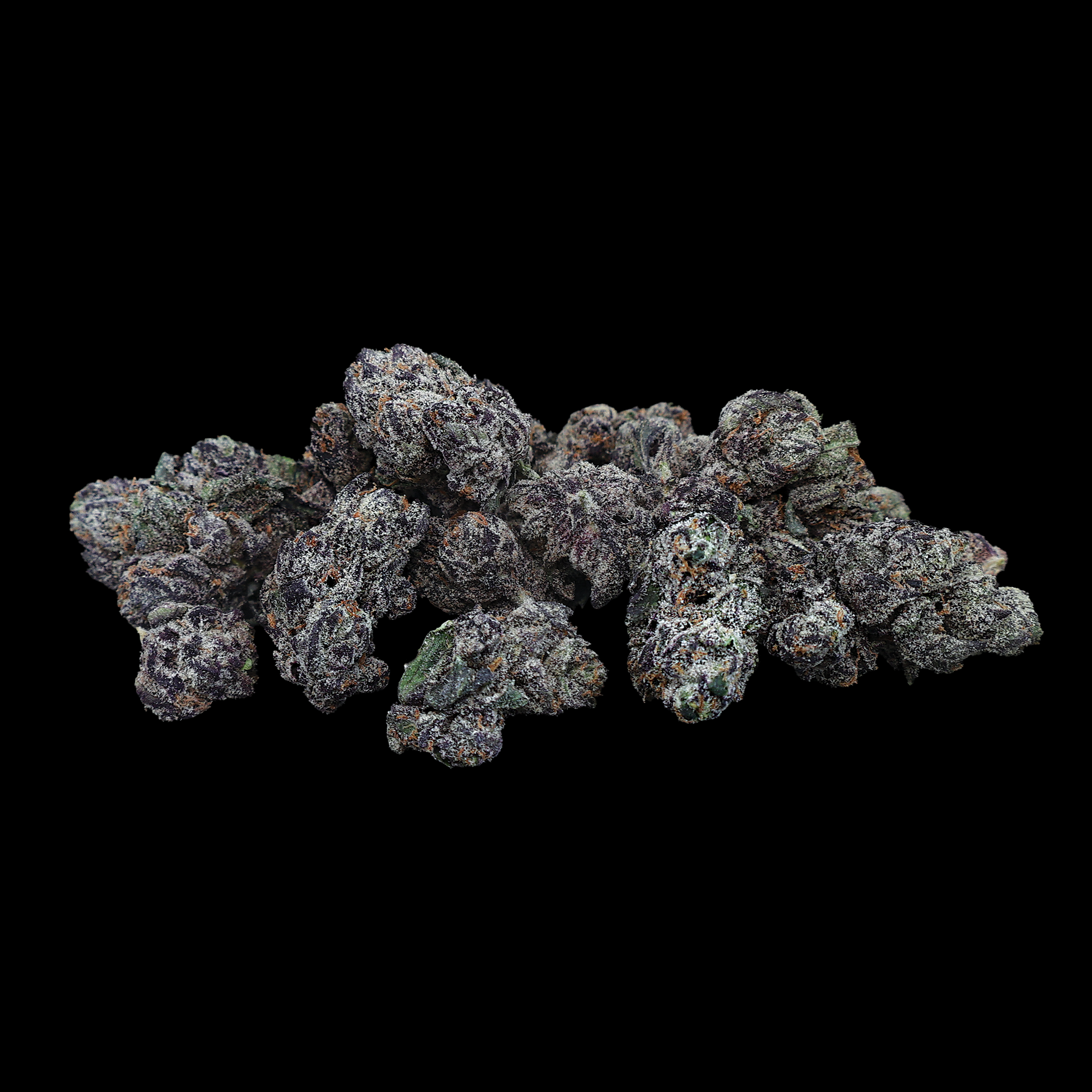 Close-up of Crunch Berries THCA flower from Miracle of the Desert, showing dense, colorful cannabis buds with vibrant orange and green hues.