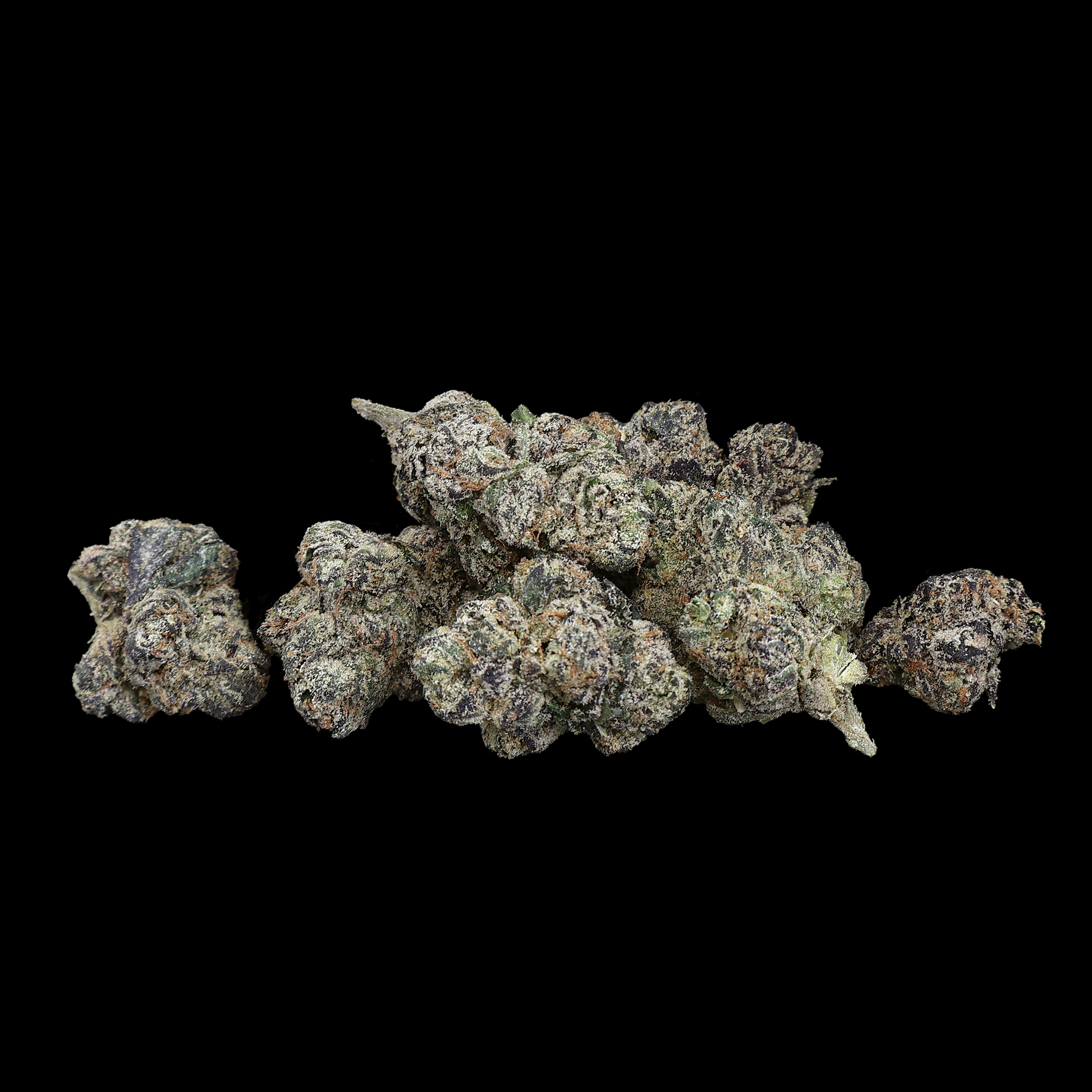 Miracle of the Desert Desert Fire OG THCA flower small buds with vibrant orange and green cannabis buds on a white background.