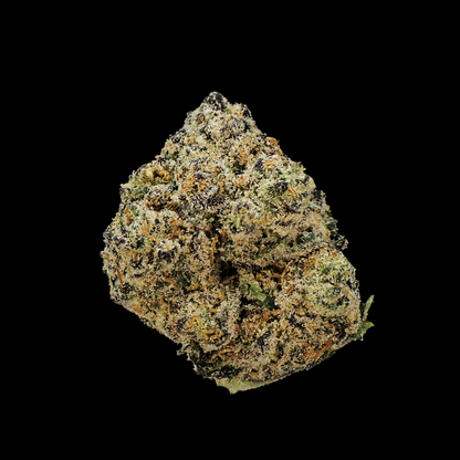 Purple Moonwalker THCA Flower by Miracle of the Desert, small buds with deep purple hues and dense trichome-covered cannabis flowers.
