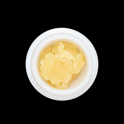 Berry White THCa Crumble by Miracle of The Desert in a clear container, showing the white, crumbly cannabis concentrate.