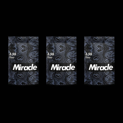Three small THCA flower buds from Miracle of The Desert's THCA Flower Smalls Bundle, set against a black background.