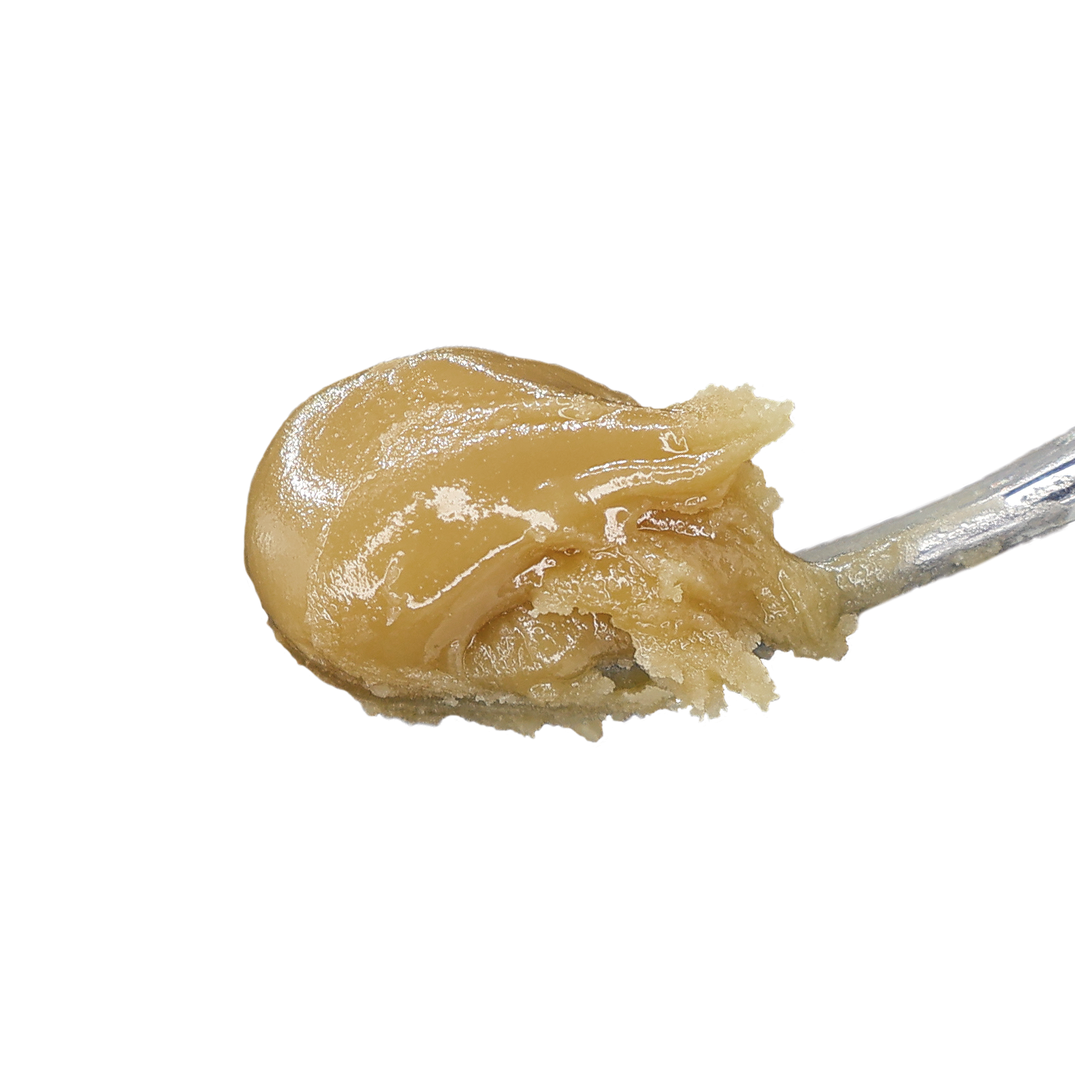 Sour Chem X OG 95 Hash Rosin by Miracle of The Desert in a jar, showcasing golden hash rosin with a smooth, oily texture.